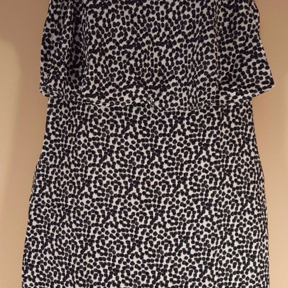 NWT Women's J. Crew Tiered Crepe Dress in Dot Gray/Ivory/Black Size 2